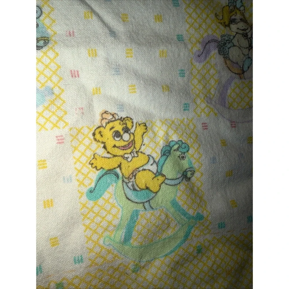 Muppet Babies Baby Blanket  Jim Henson Yellow Vintage Receiving